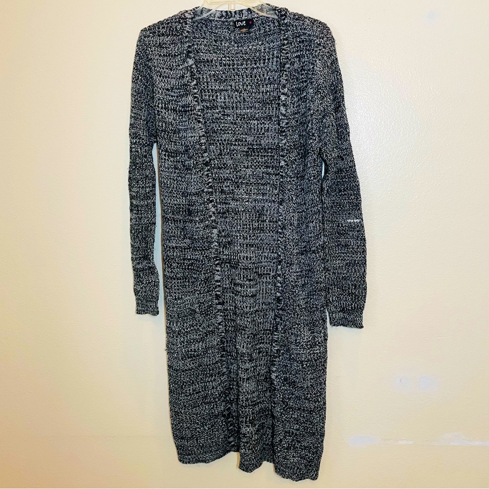 Women’s Open Front Long Cardigan. Size L Black